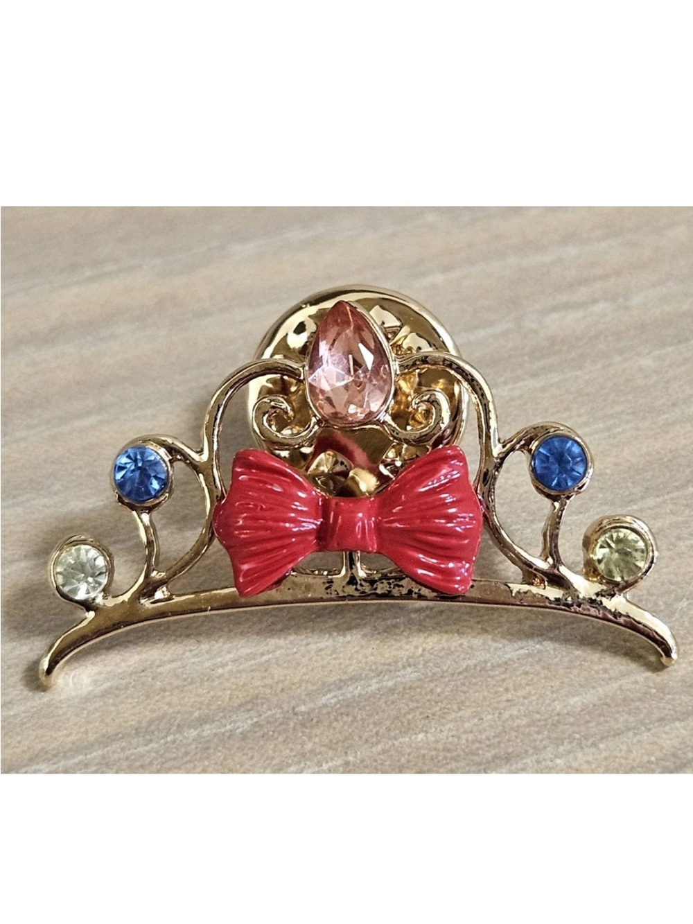 Disney Snow White Crown Tiara Disney Pin Rhinestones Gold Tone New